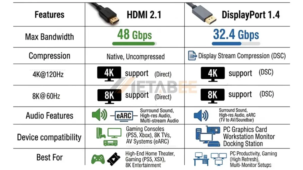 HDMI 2 1 vs DisplayPort 1 4 Technical Comparison01