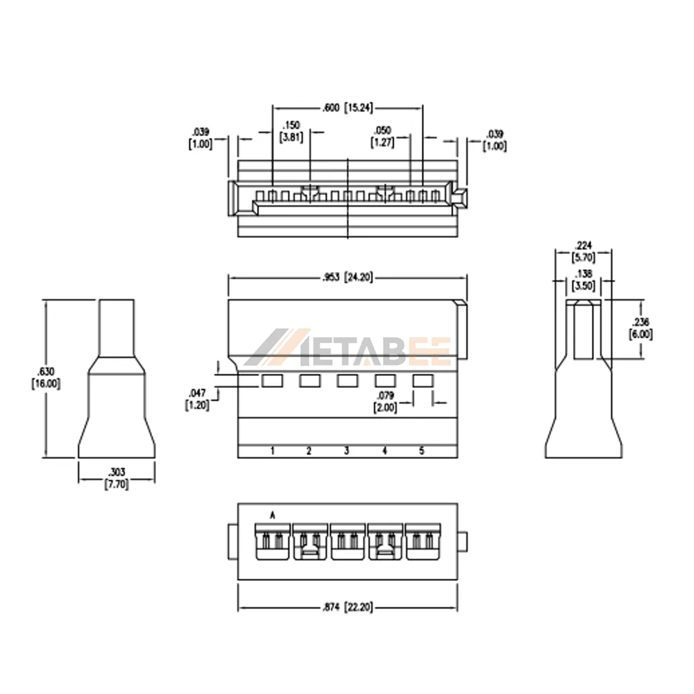 SATA 15 Pin Female Power Connector Housing, Crimp Type and Poke