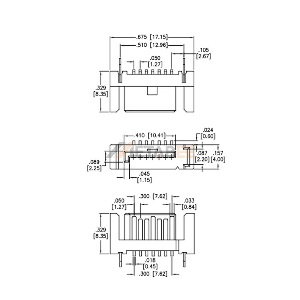 SATA 7 Pin Data Female Connector, SMT, PCB Mount, Vertical