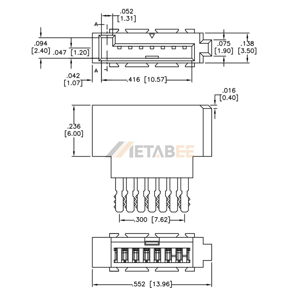 SATA 7 Pin Data Female Connetor for Cable, Solder Type